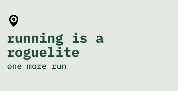 logo and title of "running is a roguelite" on my new blog, one more run